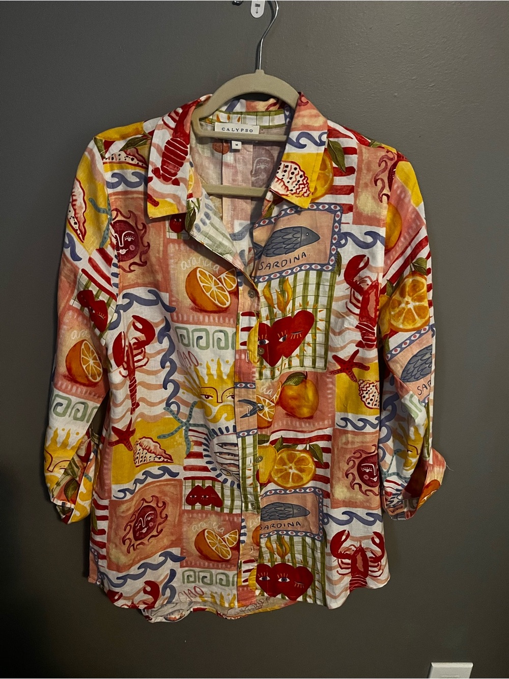 Calypso St. Barth Multicolor Citrus & Nautical Print Button-Down Shirt